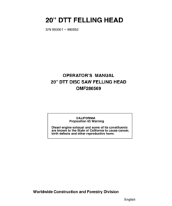 John Deere 20 INCH Felling Heads Operator's Manuals (OMF286569)