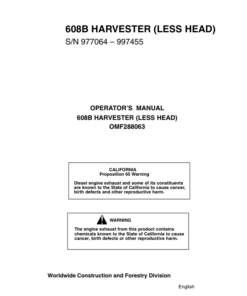 John Deere 608B Tracked Harvesters Operator's Manuals (OMF288063)