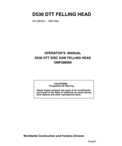 John Deere D536 Felling Heads Operator's Manuals (OMF288069)