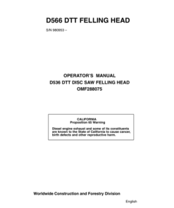 John Deere D566 Felling Heads Operator's Manuals (OMF288075)
