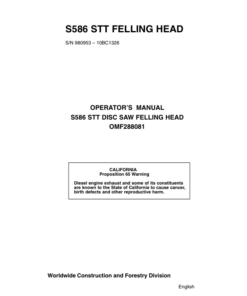 John Deere S586 Felling Heads Operator's Manuals (OMF288081)