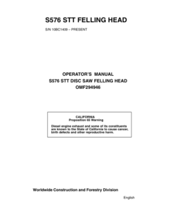 John Deere S576 Felling Heads Operator's Manuals (OMF294946)