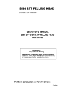 John Deere S586 Felling Heads Operator's Manuals (OMF295729)