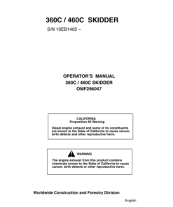 John Deere 460C, 360C Skidders Operator's Manuals (OMF296047)