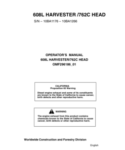 John Deere 608L Tracked Harvesters Operator's Manuals (OMF296186)