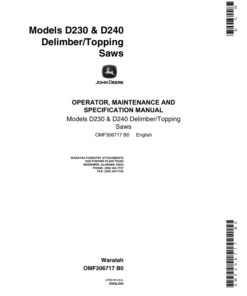 John Deere D230, D240 Loader Attachments Operator's Manuals (OMF306717)