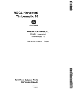 John Deere 753GL Tracked Harvesters Operator's Manuals (OMF380583)