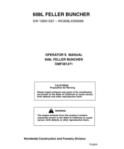 John Deere 608L Tracked Feller Bunchers Operator's Manuals (OMF381271)