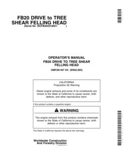 John Deere FB20 Felling Heads Operator's Manuals (OMF381447)