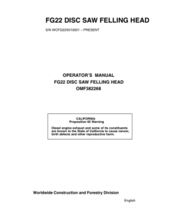John Deere FG22 Felling Heads Operator's Manuals (OMF382268)