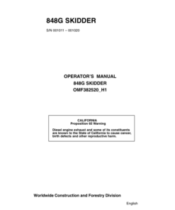 John Deere 848G Skidders Operator's Manuals (OMF382520)