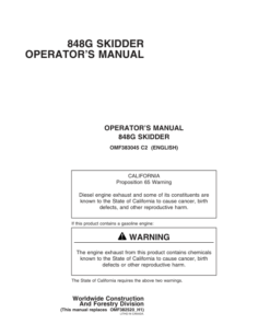 John Deere 848G Skidders Operator's Manuals (OMF383045)