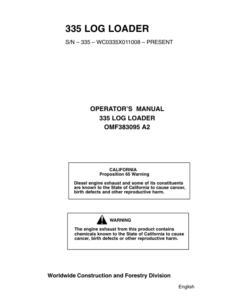John Deere 335 Knuckleboom Loader Operator's Manuals (OMF383095)