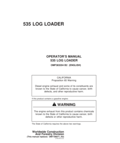 John Deere 535 Knuckleboom Loader Operator's Manuals (OMF383204)