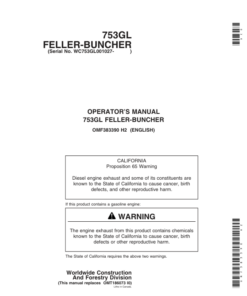John Deere 753GL Tracked Feller Bunchers Operator's Manuals (OMF383390)