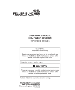 John Deere 608L Tracked Harvesters Operator's Manuals (OMF383432)