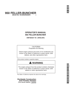 John Deere 950 Tracked Feller Bunchers Operator's Manuals (OMF383527)