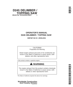 John Deere D245 Loader Attachments Operator's Manuals (OMF387136)