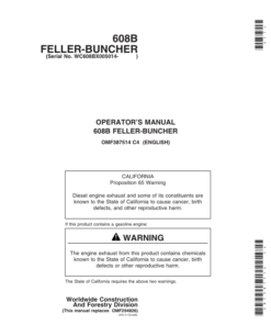 John Deere 608B Tracked Feller Bunchers Operator's Manuals (OMF387514)