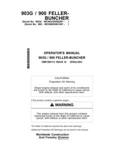 John Deere 903G, 900 Construction And Forestry Operator's Manuals (OMF388113)