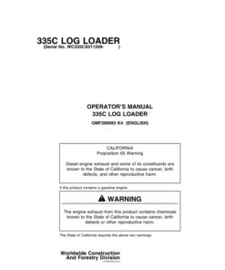 John Deere 335C Knuckleboom Loader Operator's Manuals (OMF390693)