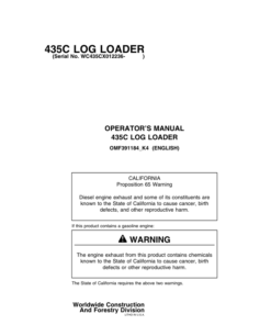 John Deere 435C Knuckleboom Loader Operator's Manuals (OMF391184)