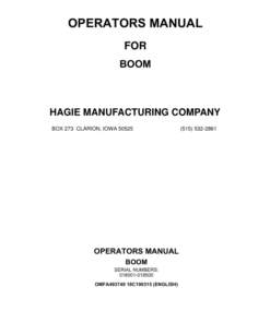John Deere Hagie Boom (018001-018500) (Worldwide Edition) Operator's Manual (OMFA493749)