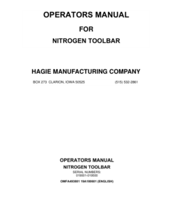 John Deere Hagie Nitrogen Toolbar (019001-019500) (Worldwide Edition) Operator's Manual (OMFA493801)