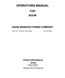 John Deere Hagie Boom (020001-020500) (Worldwide Edition) Operator's Manual (OMFA493831)