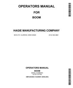 John Deere Hagie Boom (021001-021500) (Worldwide Edition) Operator's Manual (OMFA493882)