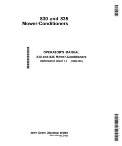 John Deere 830, 835 Mower-Conditioners Operator's Manual (OMFH304533)