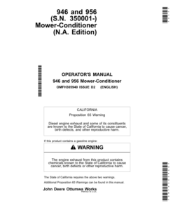 John Deere 946, 956 (S.N. 350001-) Mower-Conditioner (N.A. Edition) Operator's Manual (OMFH305940)