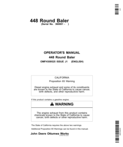John Deere 448 Round Baler (360001-) Operator's Manual (OMFH309525)