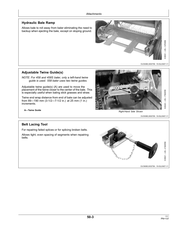 John Deere 458, 458 Silage Special & 558 Round Balers (Regular & Megawide Pickup Plus) (360001-) Operator's Manual (OMFH309528) - Image 3