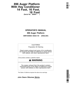 John Deere 896 Auger Platform North America (360001-370000) Operator's Manual (OMFH309664)