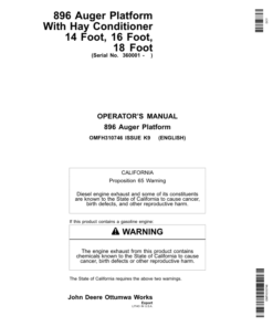 John Deere 896 Auger Platform Export Edition (360001-370000) Operator's Manual (OMFH310746)