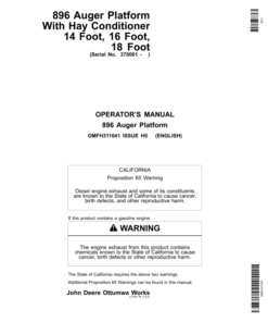 John Deere 896 Auger Platform North America (370001- ) Operator's Manual (OMFH311641)