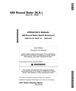 John Deere 449 Round Baler (North American) Operator's Manual (OMFH313120)