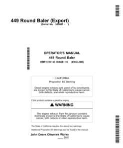 John Deere 449 Round Balers (Export Edition) Operator's Manual (OMFH313123)