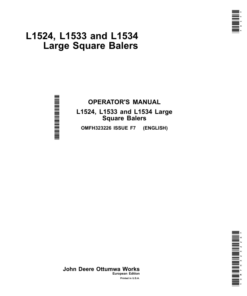 John Deere L1524, L1533 & L1534 Large Square Balers Operator's Manual (OMFH323226)