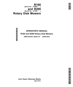 John Deere R160 & R200 Rotary Disk Mowers Operator's Manual (OMFH325432)