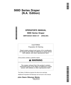 John Deere 525D, 530D & 536D Drapers Operator's Manual (OMFH326325)