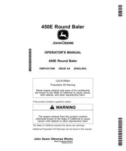 John Deere 450E Round Baler Operator's Manual (OMFH331596)