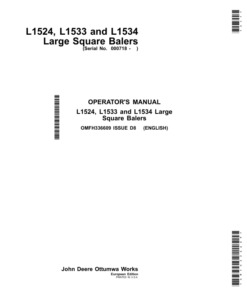 John Deere L1524, L1533 & L1534 Large Square Balers Operator's Manual (OMFH336609)