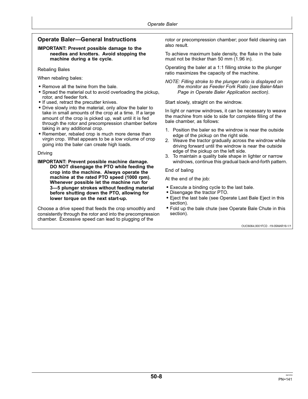 John Deere L1524, L1533 & L1534 Large Square Balers Operator's Manual (OMFH336609) - Image 2