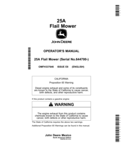 John Deere 25A Flail Mower Operator's Manual (OMFH337646)
