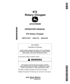 John Deere 972 Rotary Chopper Operator's Manual (OMFH337670)