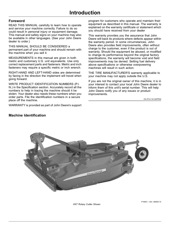 John Deere HX6, HX7, MX5, MX6 & MX7 Single-Spindle Rotary Cutters Operator's Manual (OMFH337984) - Image 2