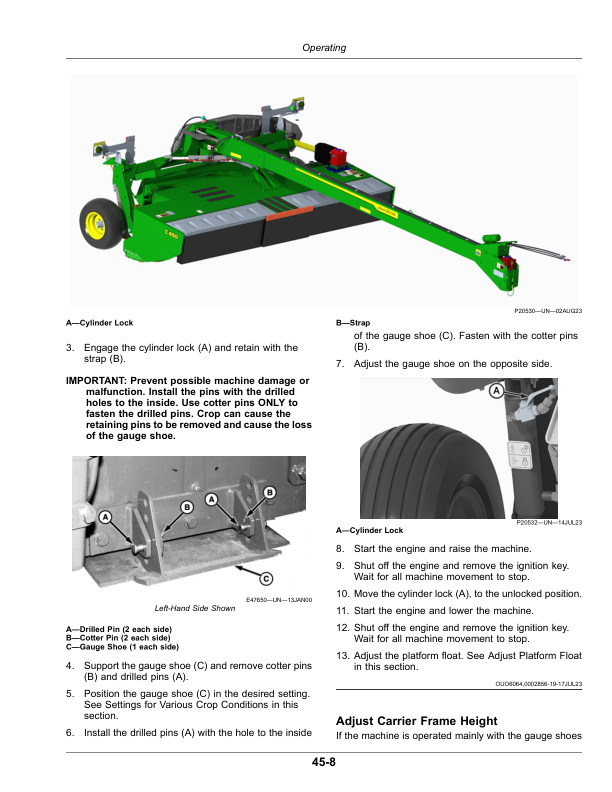 John Deere C450 Center Pivot Mower-Conditioner (Export Edition) (Serial Number: 470000-489999) Operator's Manual (OMFH343288) - Image 2