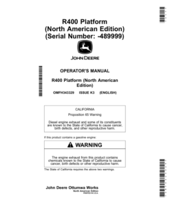 John Deere R400 Platform (North American) (000000-489999) Operator's Manual (OMFH343329)